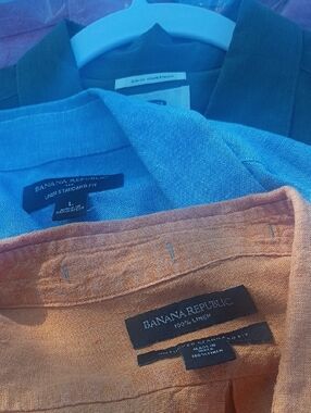 3Banana Republic Linen Button-Up Shirt in Orange and Blue 1 Old Navy Xl